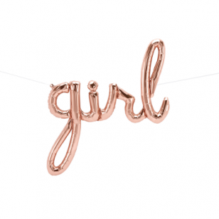 Baby Girl Script Rose Gold Balloon Banner
